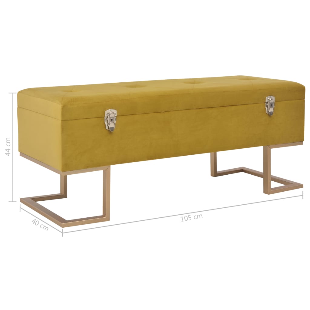 Panca con Vano Portaoggetti 105 cm Senape in Velluto - homemem39
