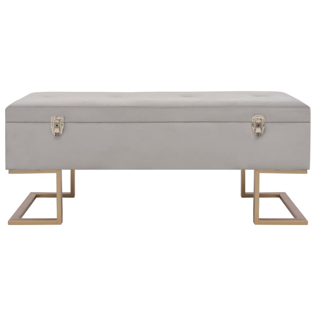 Panca con Vano Portaoggetti 105 cm Grigio in Velluto - homemem39