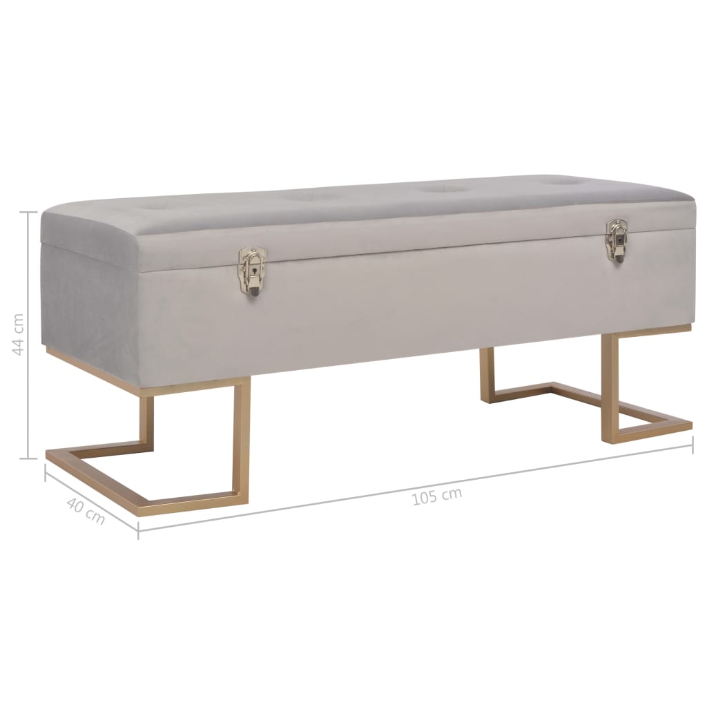 Panca con Vano Portaoggetti 105 cm Grigio in Velluto - homemem39