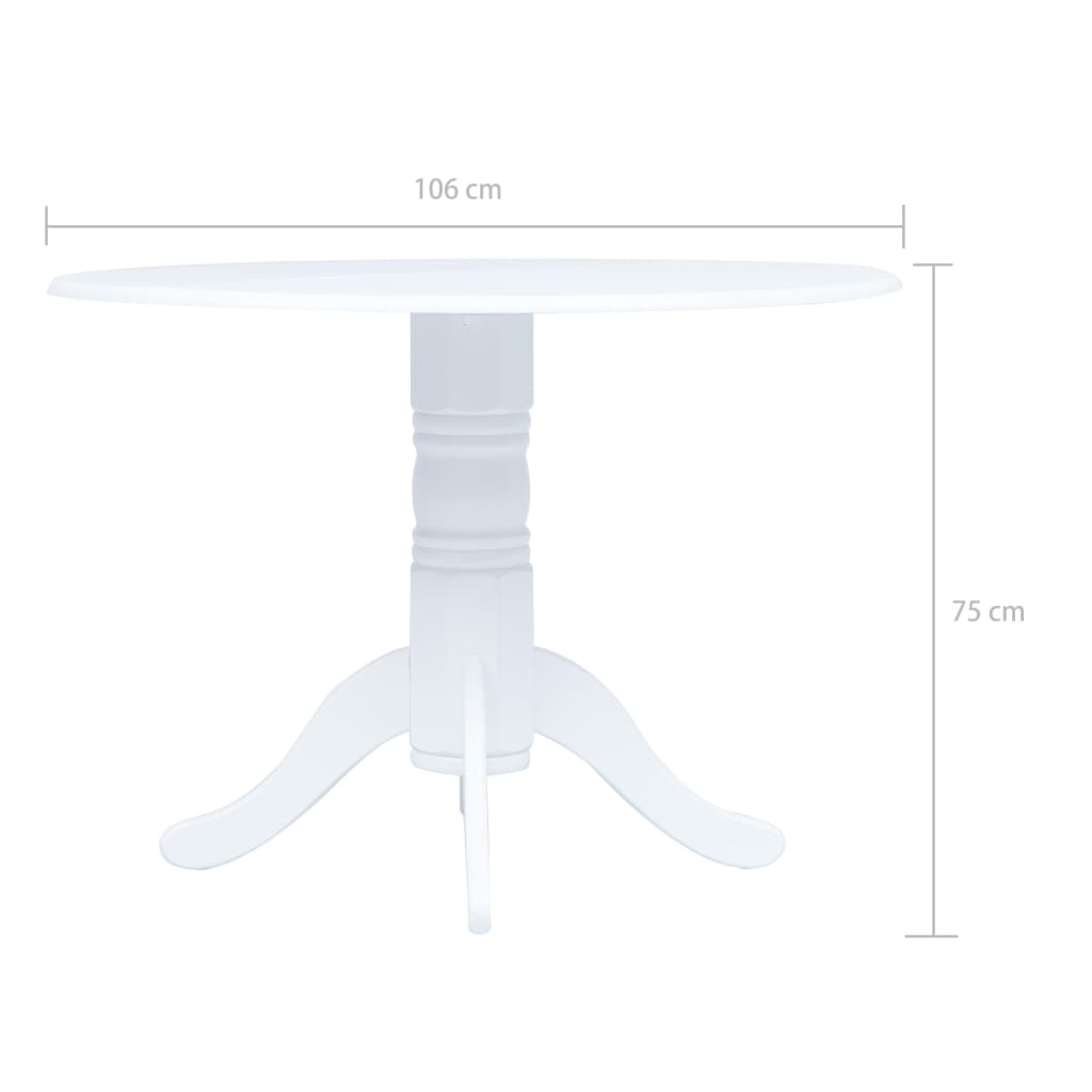 Tavolo da Pranzo Bianco 106 cm in Legno Massello di Hevea - homemem39
