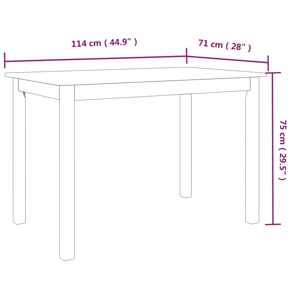 Tavolo da Pranzo Bianco 114x71x75cm in Legno Massello di Hevea | homemem39