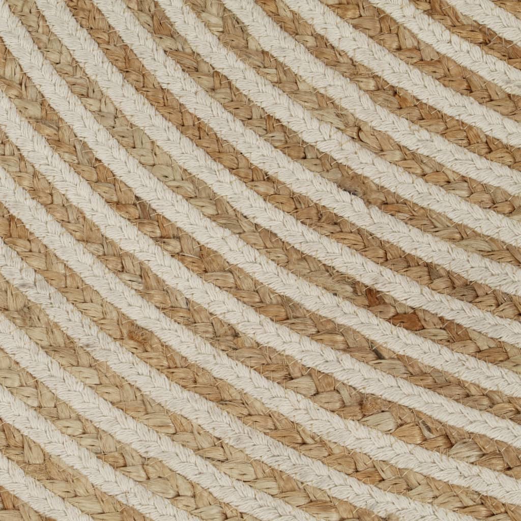 Tappeto Lavorato a Mano in Juta Design a Spirale Bianco 90 cm - homemem39