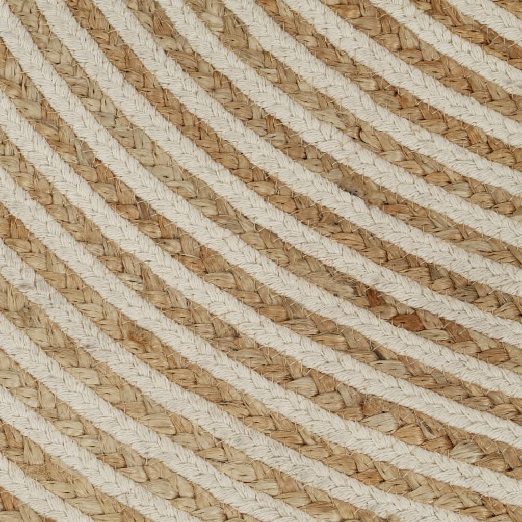 Tappeto Lavorato a Mano in Juta Design a Spirale Bianco 120 cm - homemem39
