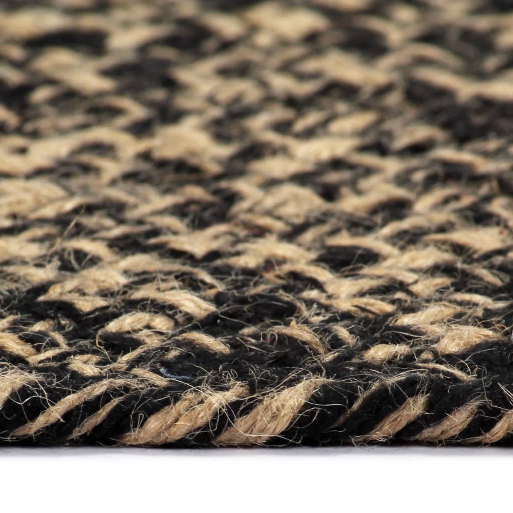 Tappeto Artigianale in Juta Nero e Naturale 120 cm - homemem39