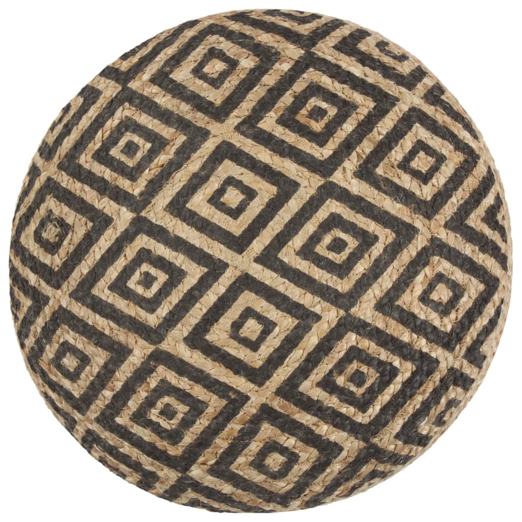 Pouf Lavorato a Mano Nero 45x30 cm in Juta - homemem39
