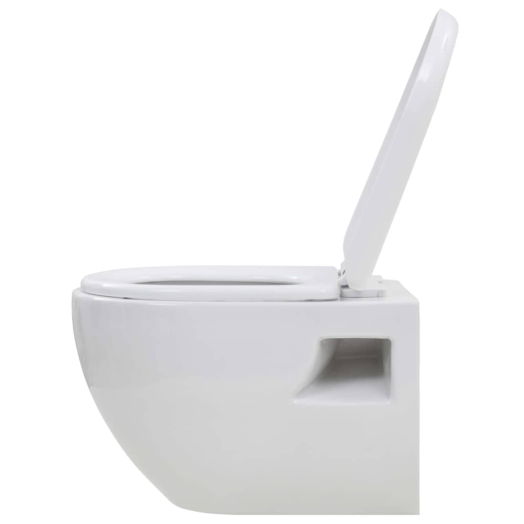 WC a Muro con Sciacquone Nascosto in Ceramica Bianco