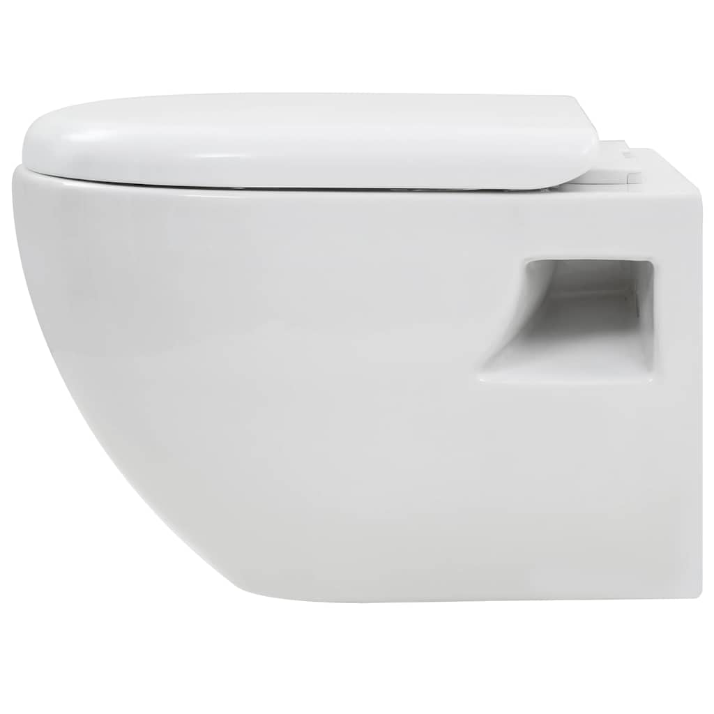 WC a Muro con Sciacquone Nascosto in Ceramica Bianco
