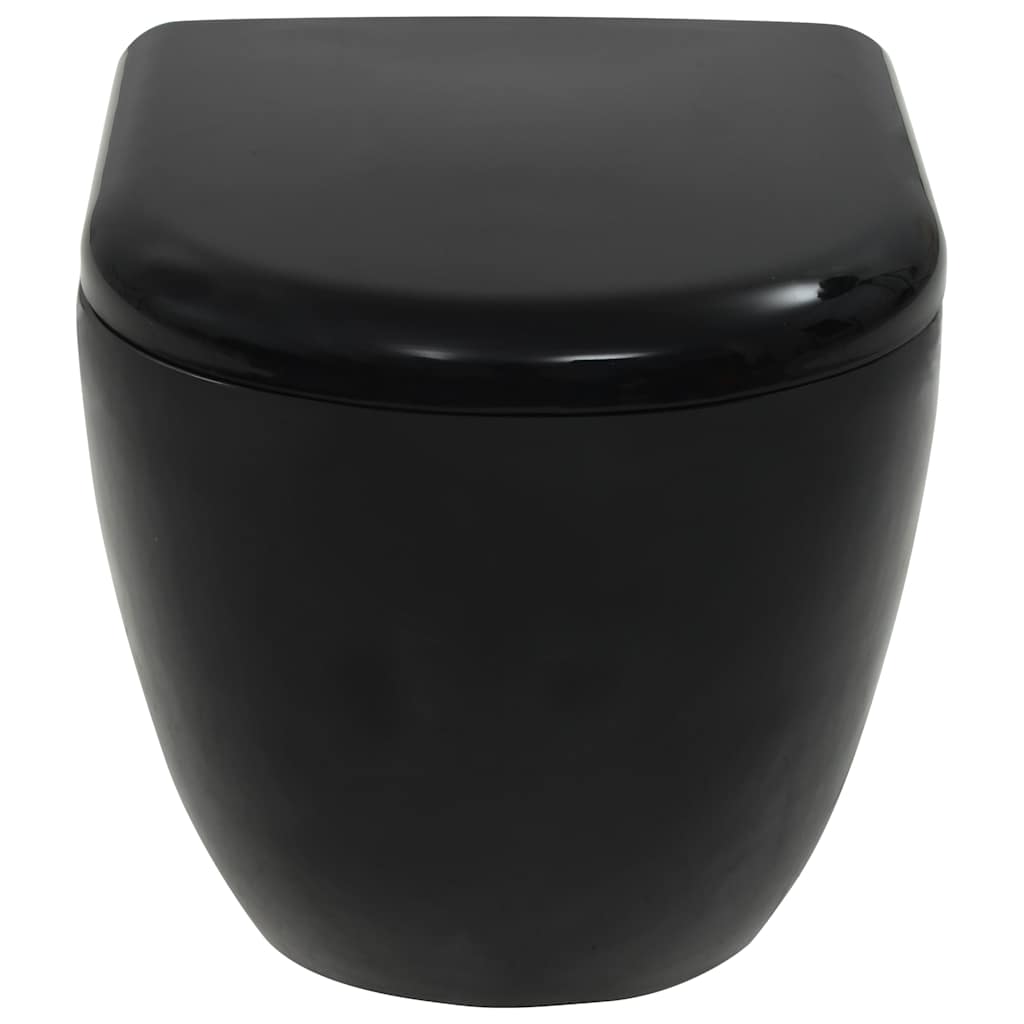 WC a Muro con Sciacquone Nascosto in Ceramica Nera