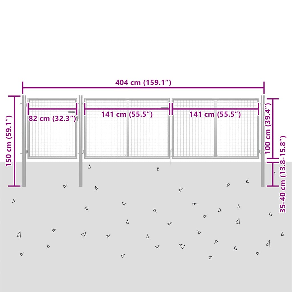 Cancello da Giardino in Acciaio 400x100 cm Argento | homemem39