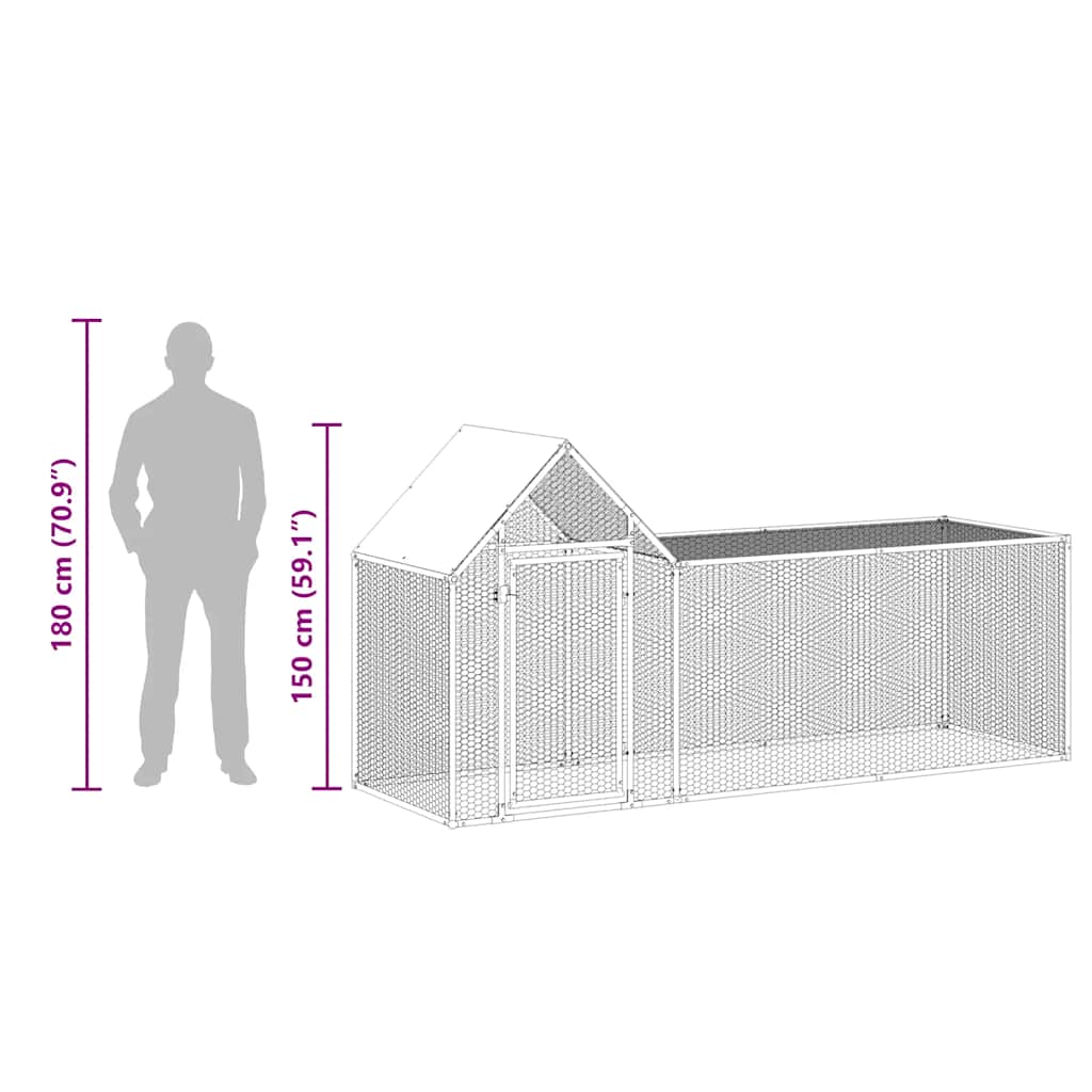 Chicken coop 3x1x1.5 m in galvanized steel