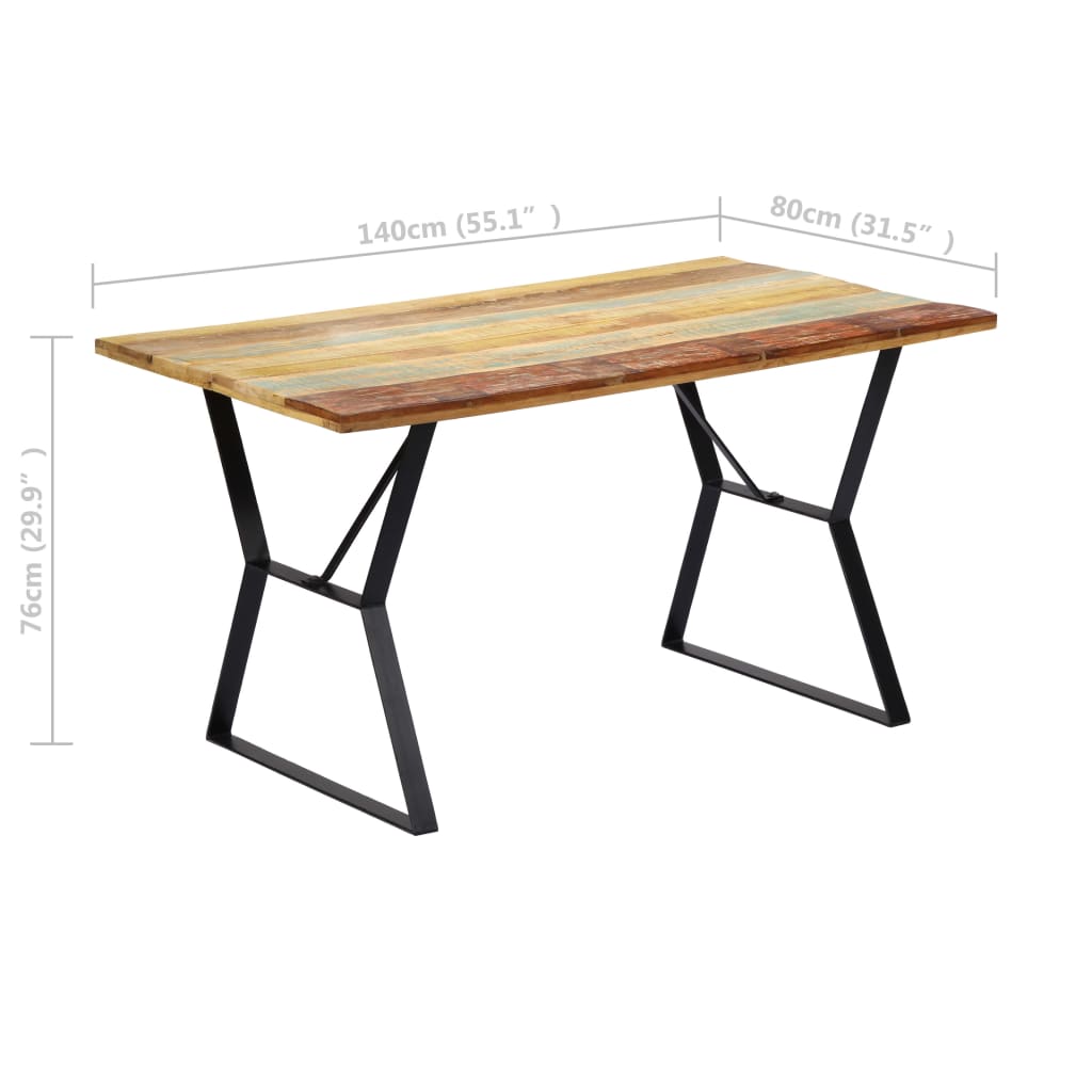 Tavolo da Pranzo 140x80x76 cm in Legno Massello di Recupero - homemem39