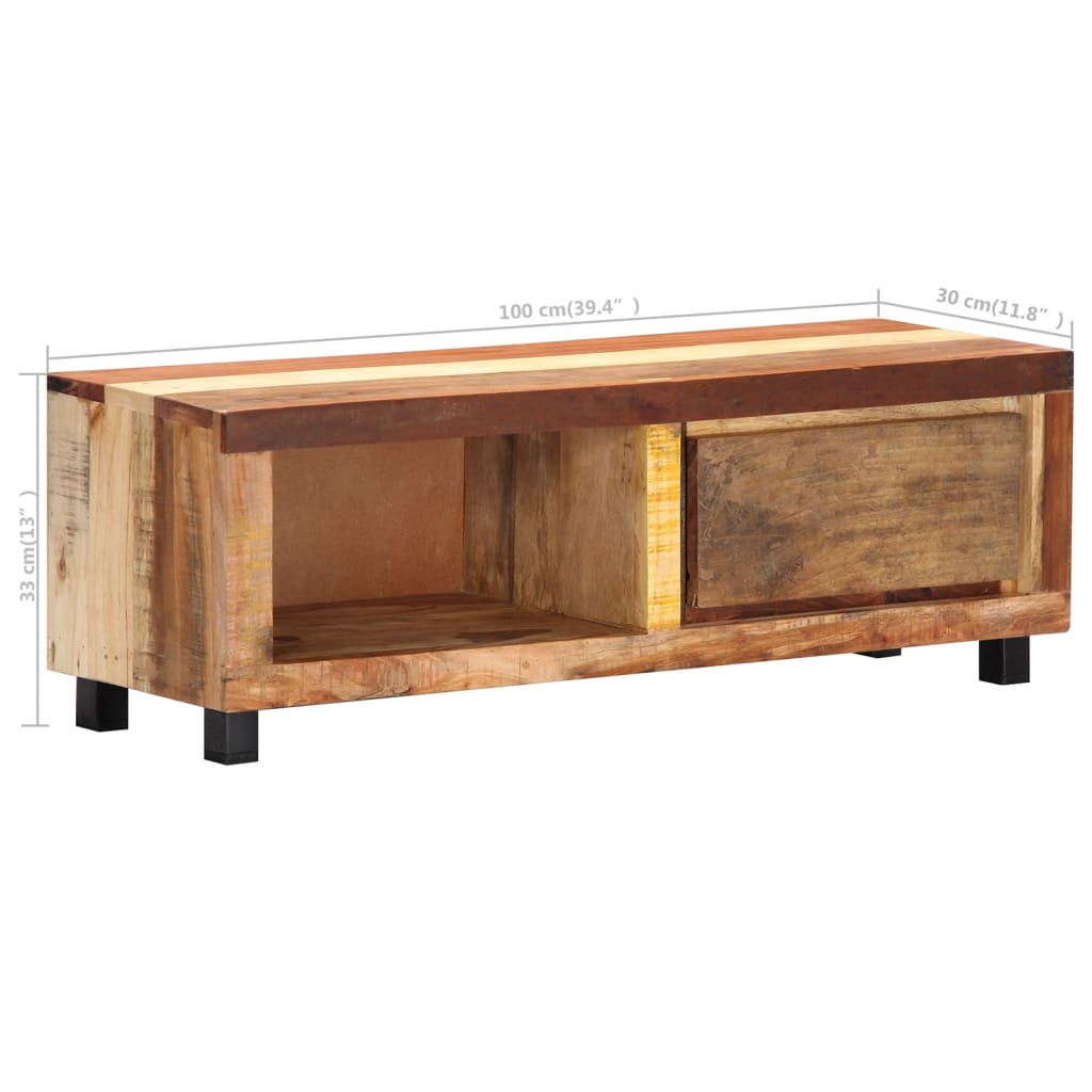 Mobile Porta TV 100x30x33 cm in Legno Massello di Recupero - homemem39