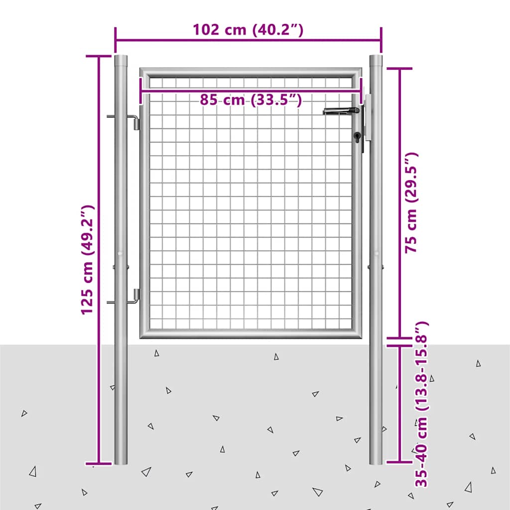 Cancello da Giardino in Acciaio Zincato 100x75 cm Argento | homemem39