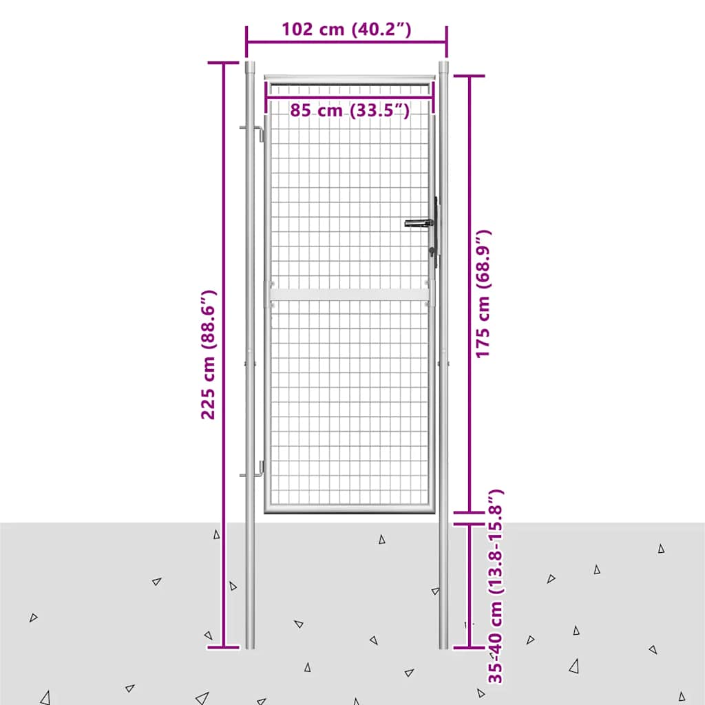 Cancello da Giardino in Acciaio Zincato 100x175 cm Argento | homemem39