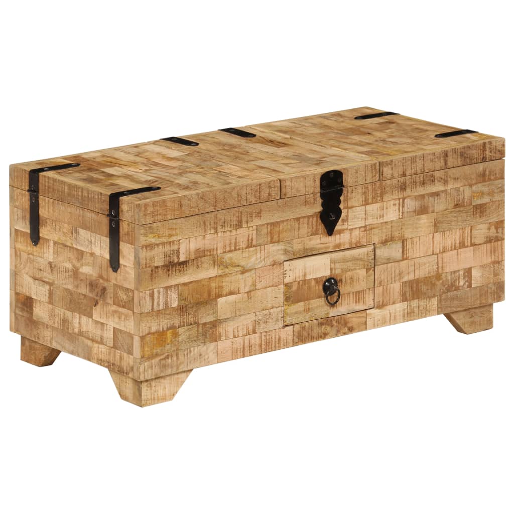 Tavolino da Salotto in Legno Massello di Mango 80x40x35 cm - homemem39