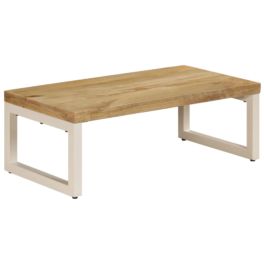 Tavolino da Salotto 100x50x35 cm Legno Massello Mango e Acciaio | homemem39