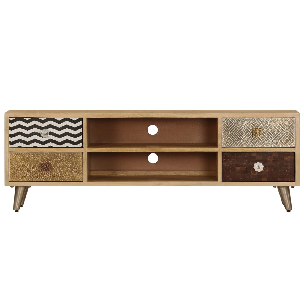 Mobile Porta TV 120x30x40 cm in Legno Massello di Mango - homemem39