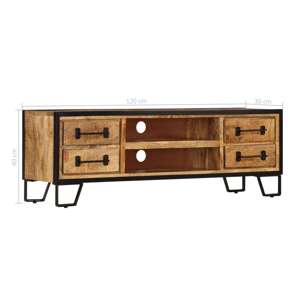 Mobile Porta TV con Cassetti 120x30x40 cm Legno Massello Mango - homemem39