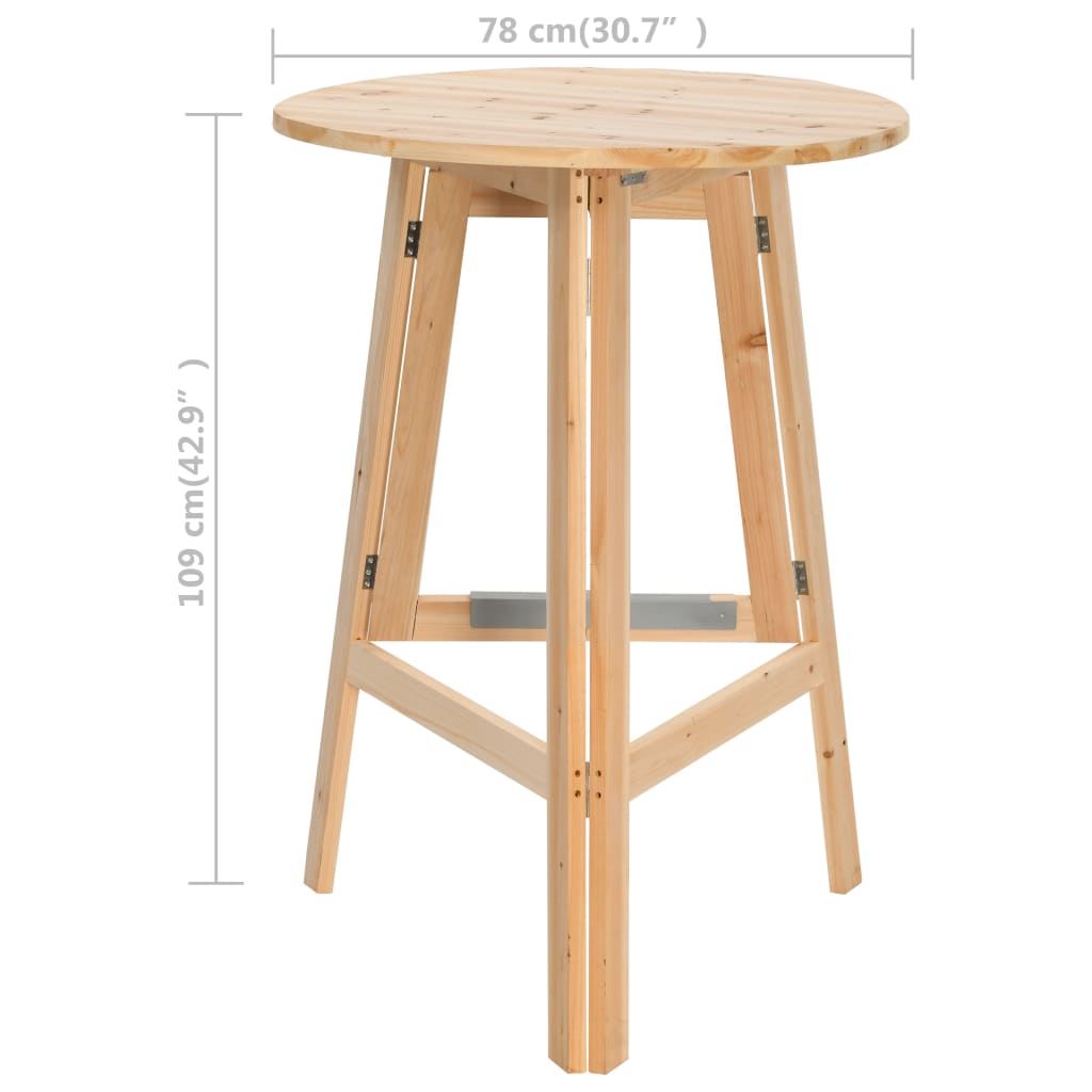 Tavolino da Bar Pieghevole 78 cm in Legno di Abete - homemem39