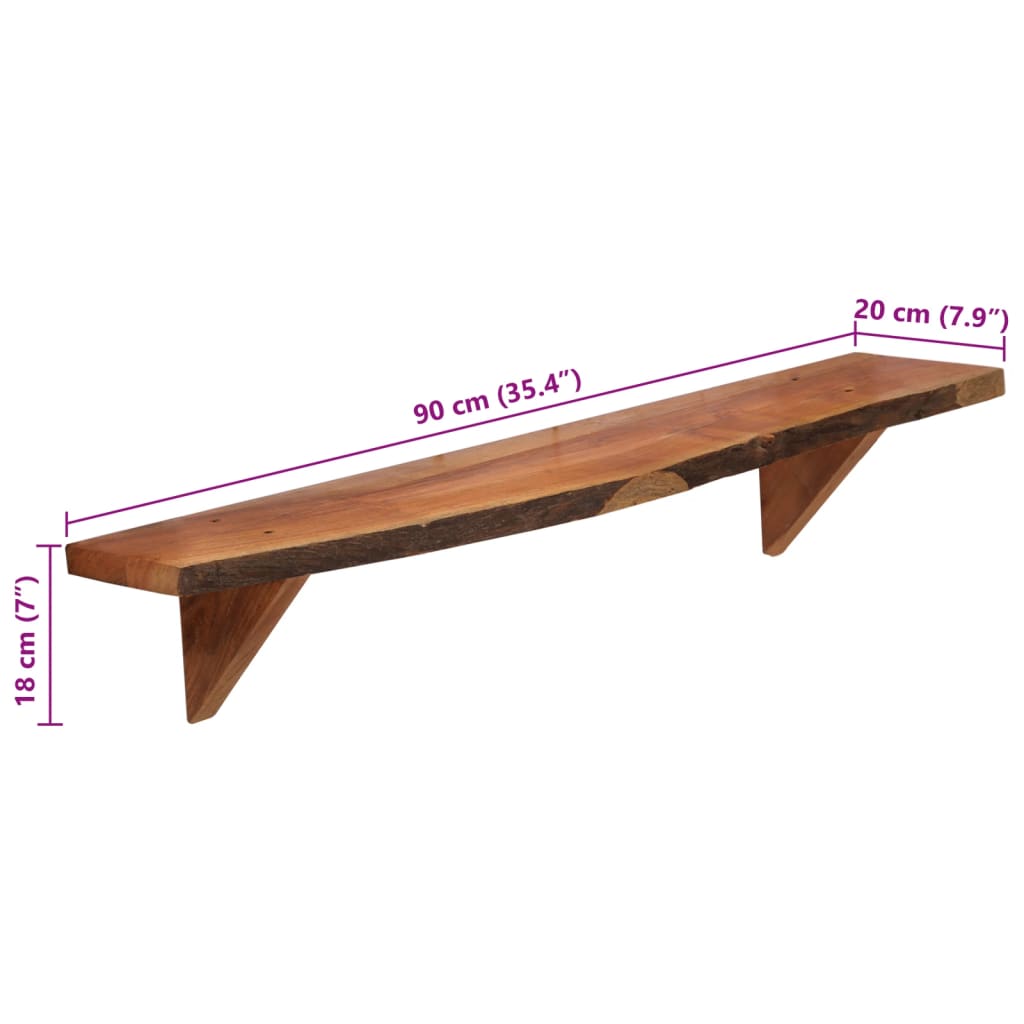 Mensole 2 pz 90x20x18 cm in Legno Massello di Acacia | homemem39