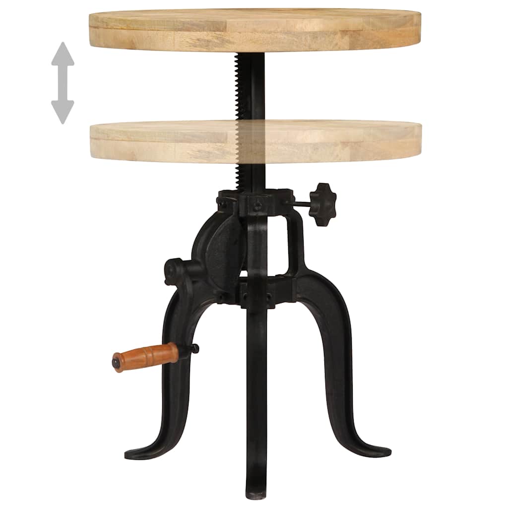Tavolino 45x(45-62) cm in Legno Massello di Mango e Ghisa