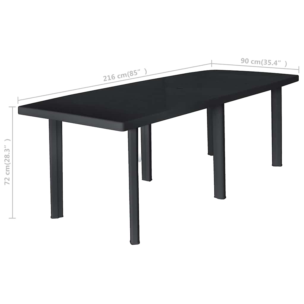 Tavolo da Giardino Antracite 216x90x72 cm in Plastica | homemem39