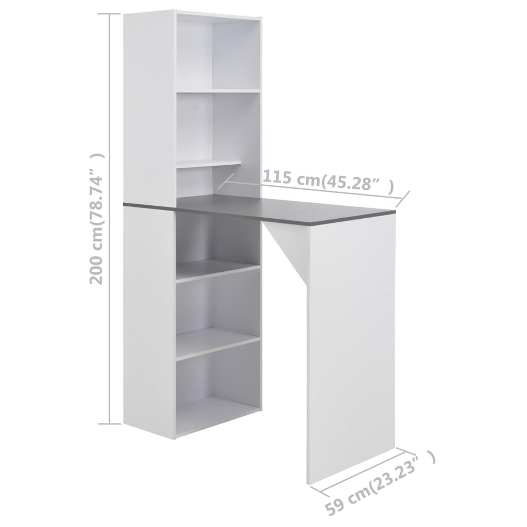 Tavolo da Bar con Mobiletto Bianco 115x59x200 cm | homemem39