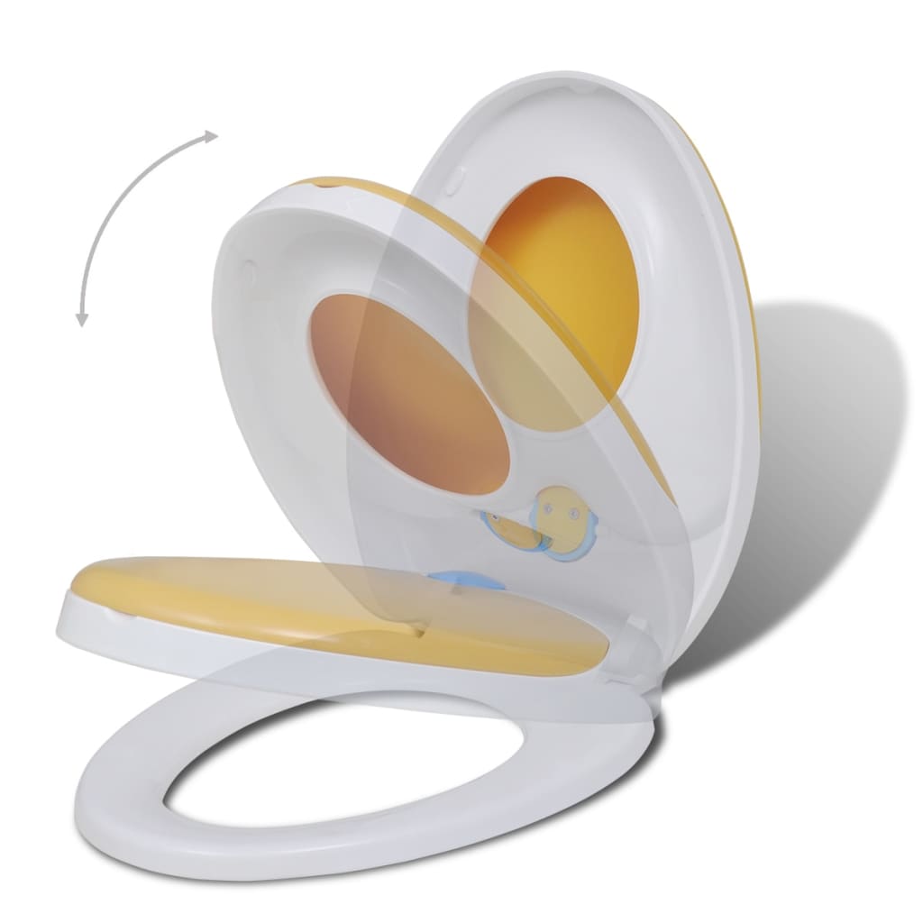 Copriwater a Chiusura Ammortizzata 2pz Plastica Bianco e Giallo - homemem39