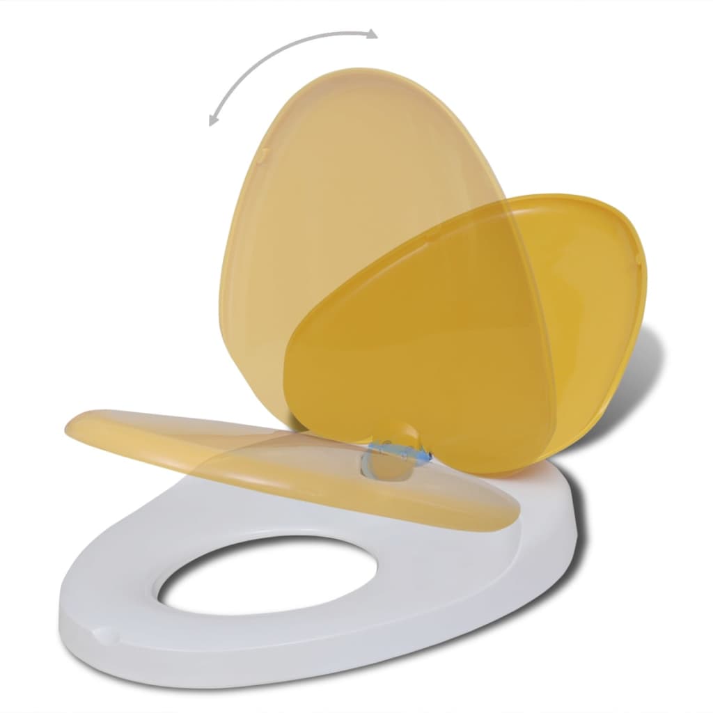 Copriwater a Chiusura Ammortizzata 2pz Plastica Bianco e Giallo - homemem39