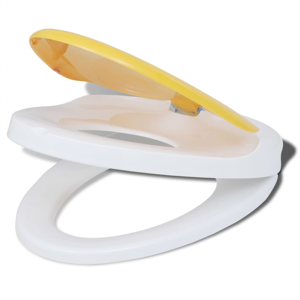 Copriwater a Chiusura Ammortizzata 2pz Plastica Bianco e Giallo - homemem39