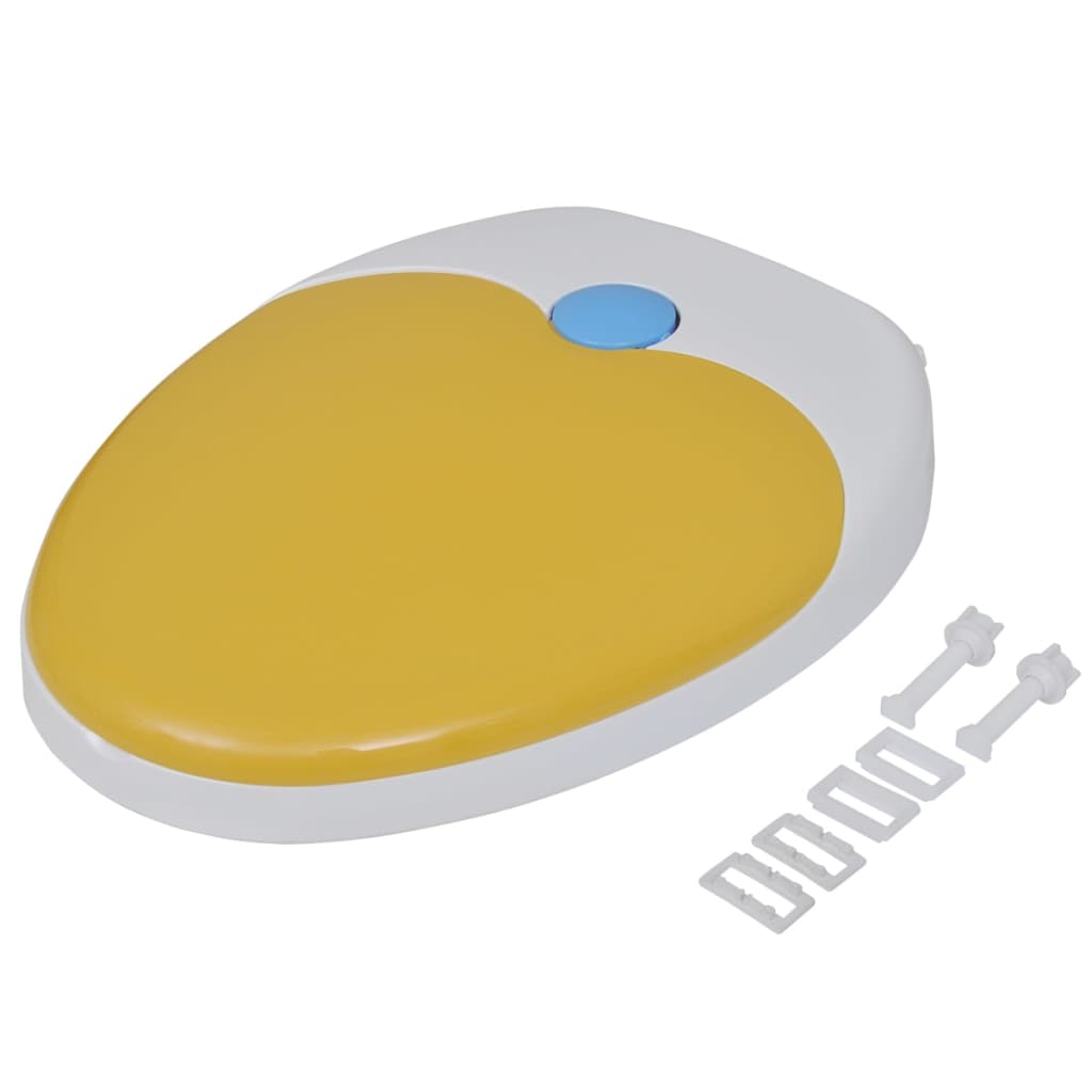 Copriwater a Chiusura Ammortizzata 2pz Plastica Bianco e Giallo - homemem39