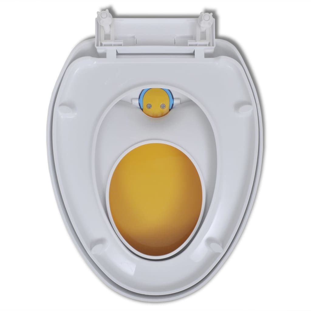 Copriwater a Chiusura Ammortizzata 2pz Plastica Bianco e Giallo - homemem39