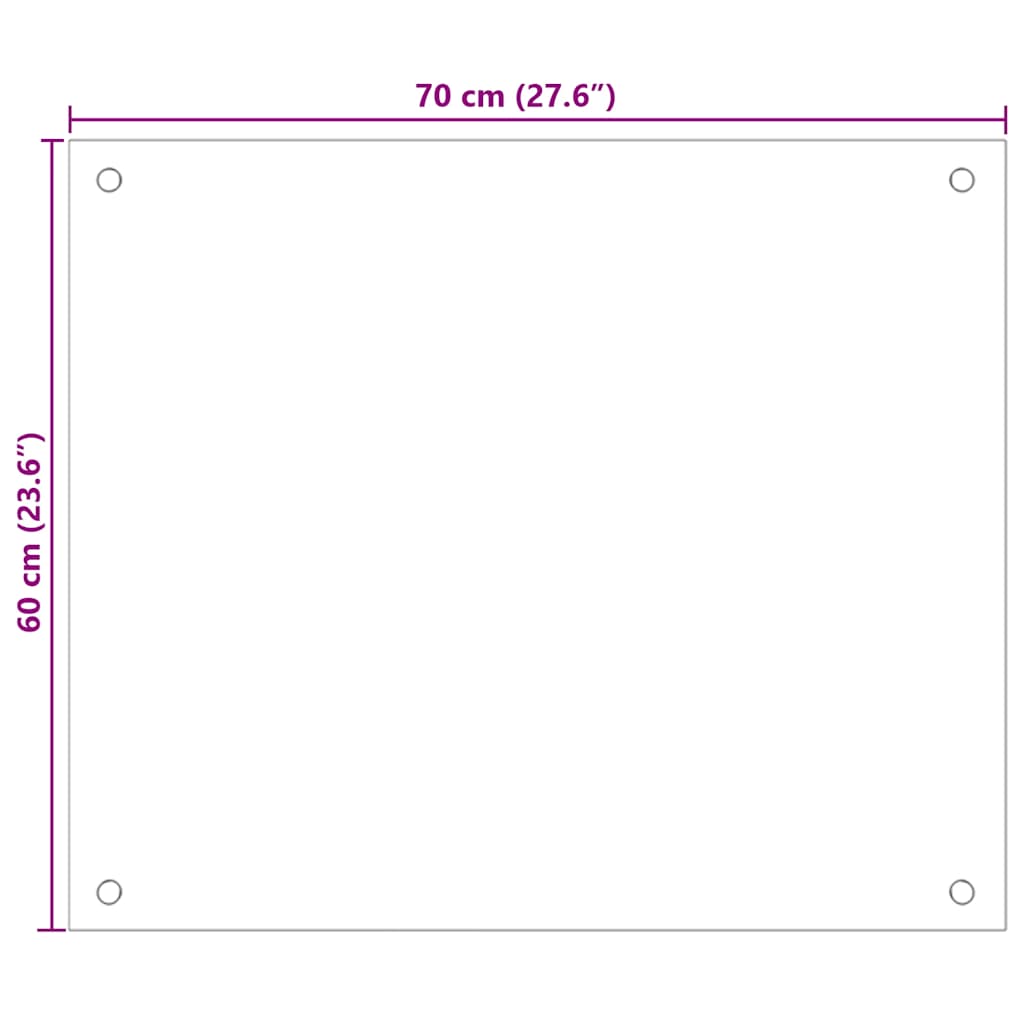 Paraschizzi per Cucina Bianco 70x60 cm in Vetro Temperato