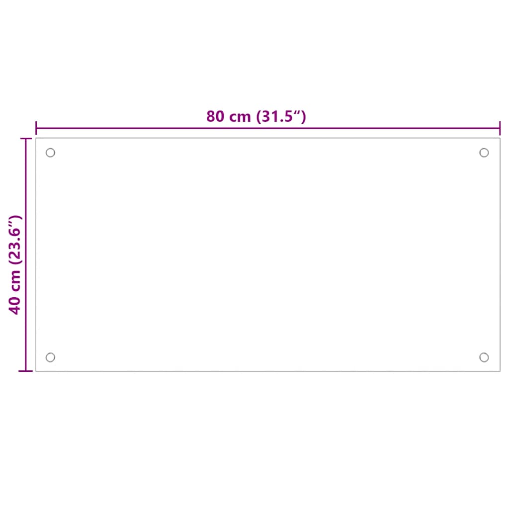 Paraschizzi per Cucina Bianco 80x40 cm in Vetro Temperato