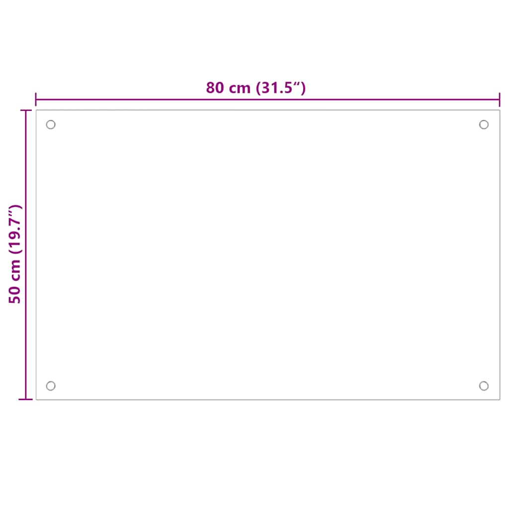 Paraschizzi per Cucina Bianco 80x50 cm in Vetro Temperato