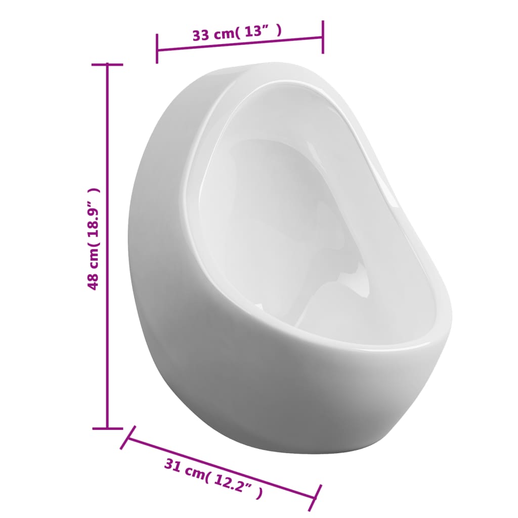 Orinatoio Sospeso con Sciacquone in Ceramica Bianco - homemem39