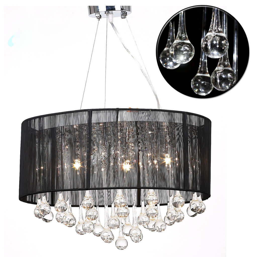 Lampadario con 85 Cristalli Nero - homemem39