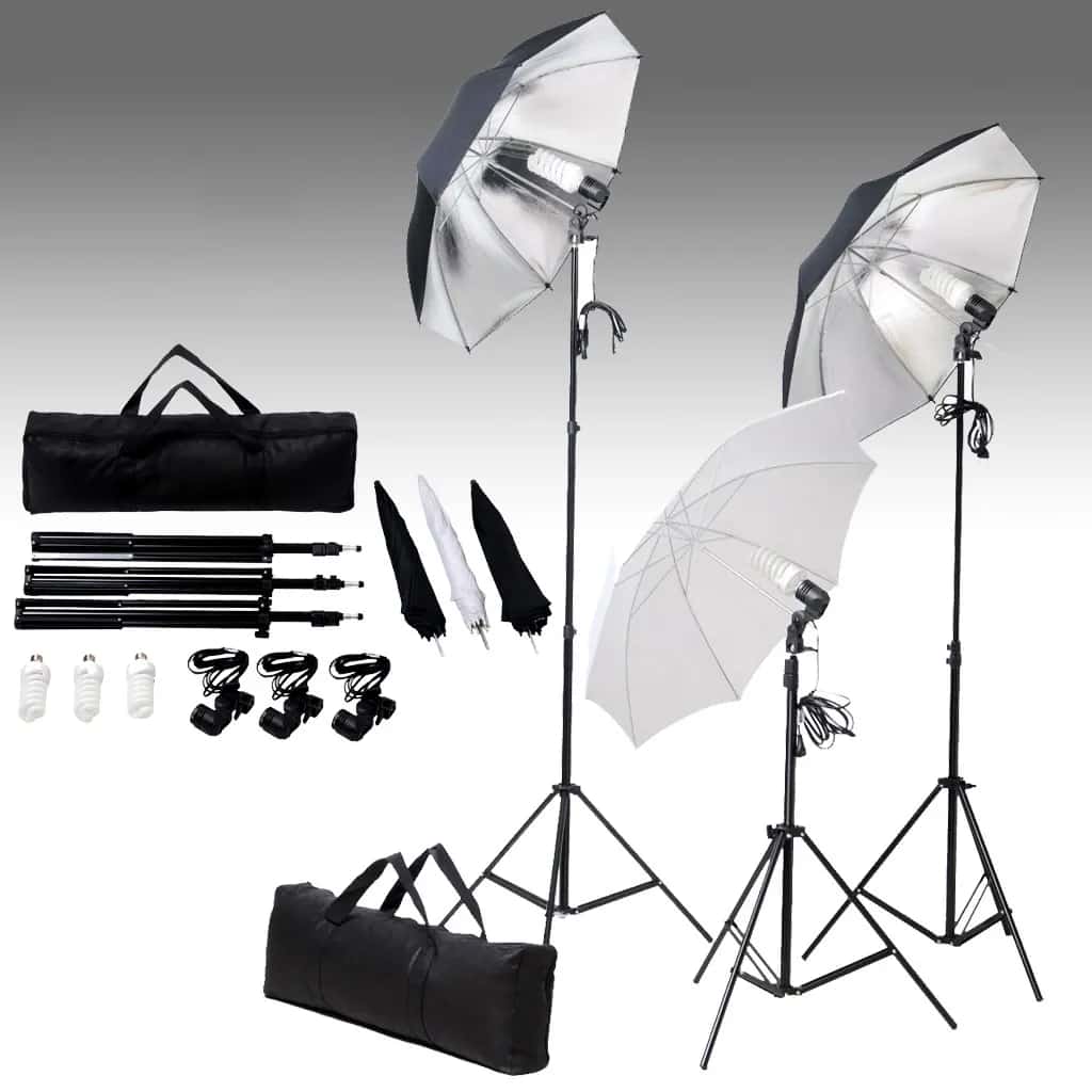 Set di Illuminazione da Studio: Ombrelli e Treppiedi 24 Watt - homemem39