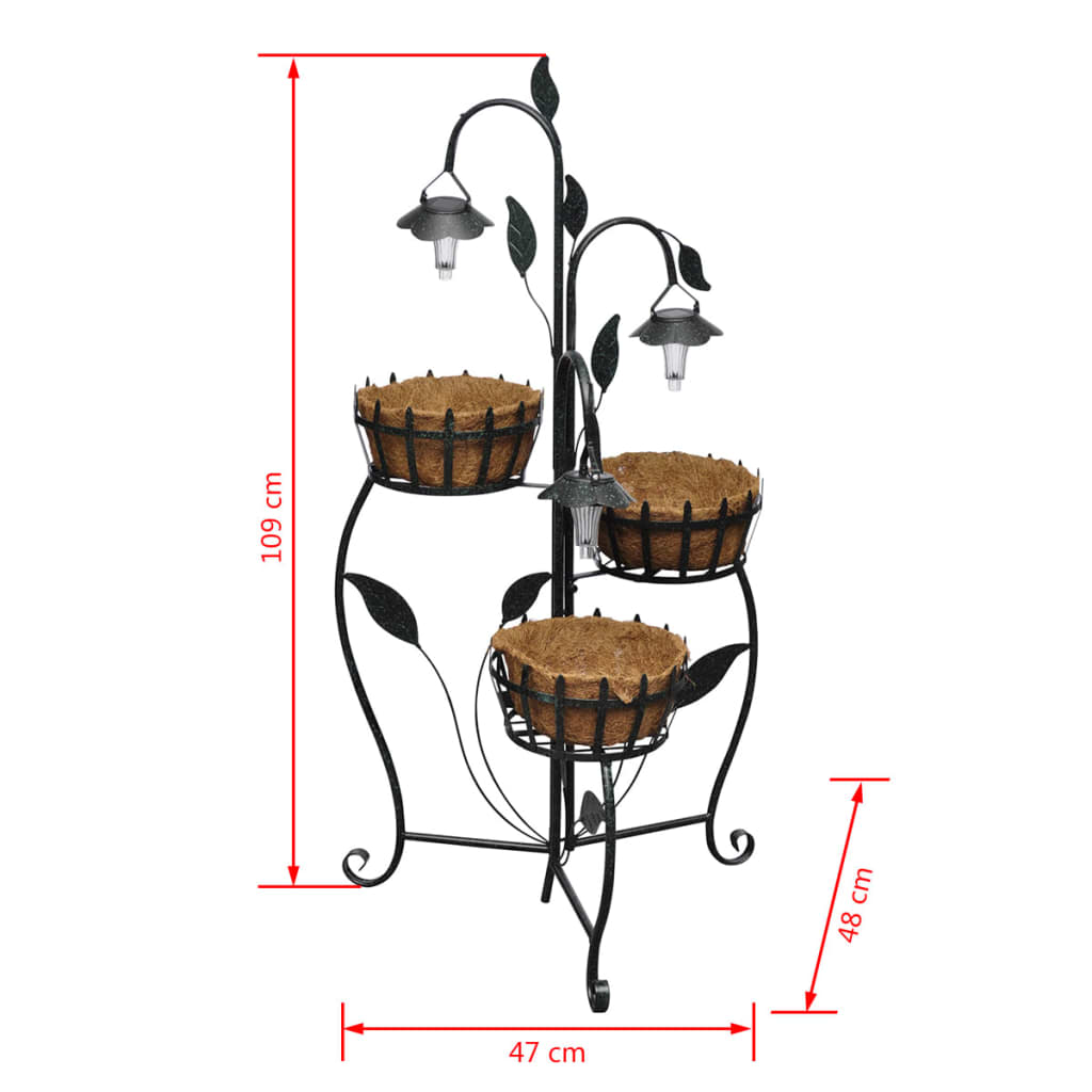Fioriere partavasi supporto in ferro battuto e lampade LED s | homemem39