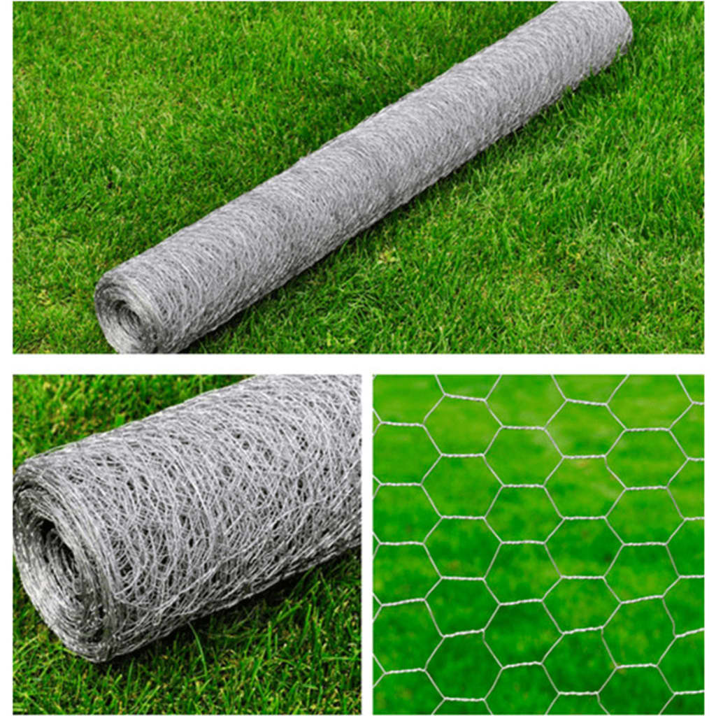 Recinzione in Rete in Acciaio Zincato Esagonale 1x25 m Argento | homemem39