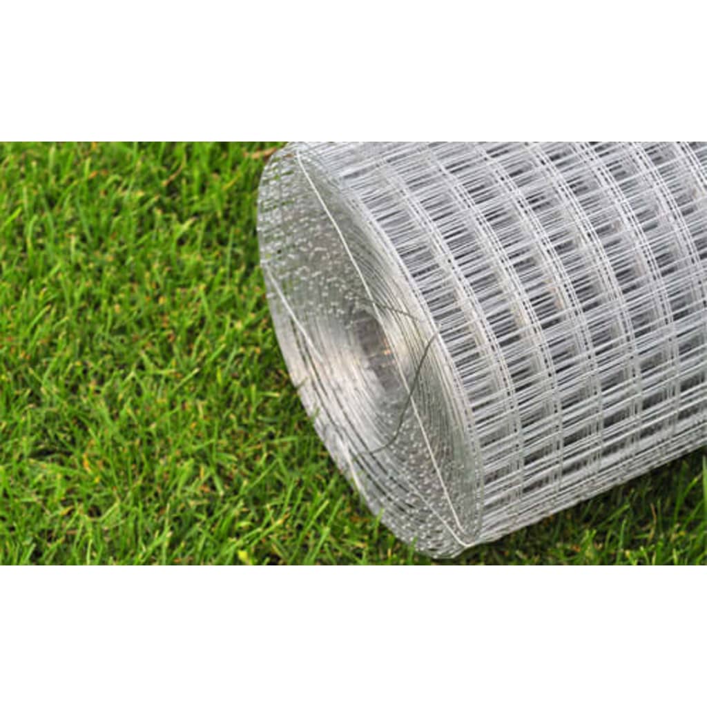 Recinzione in Rete in Acciaio Zincato Quadrata 1x25 m Argento - homemem39