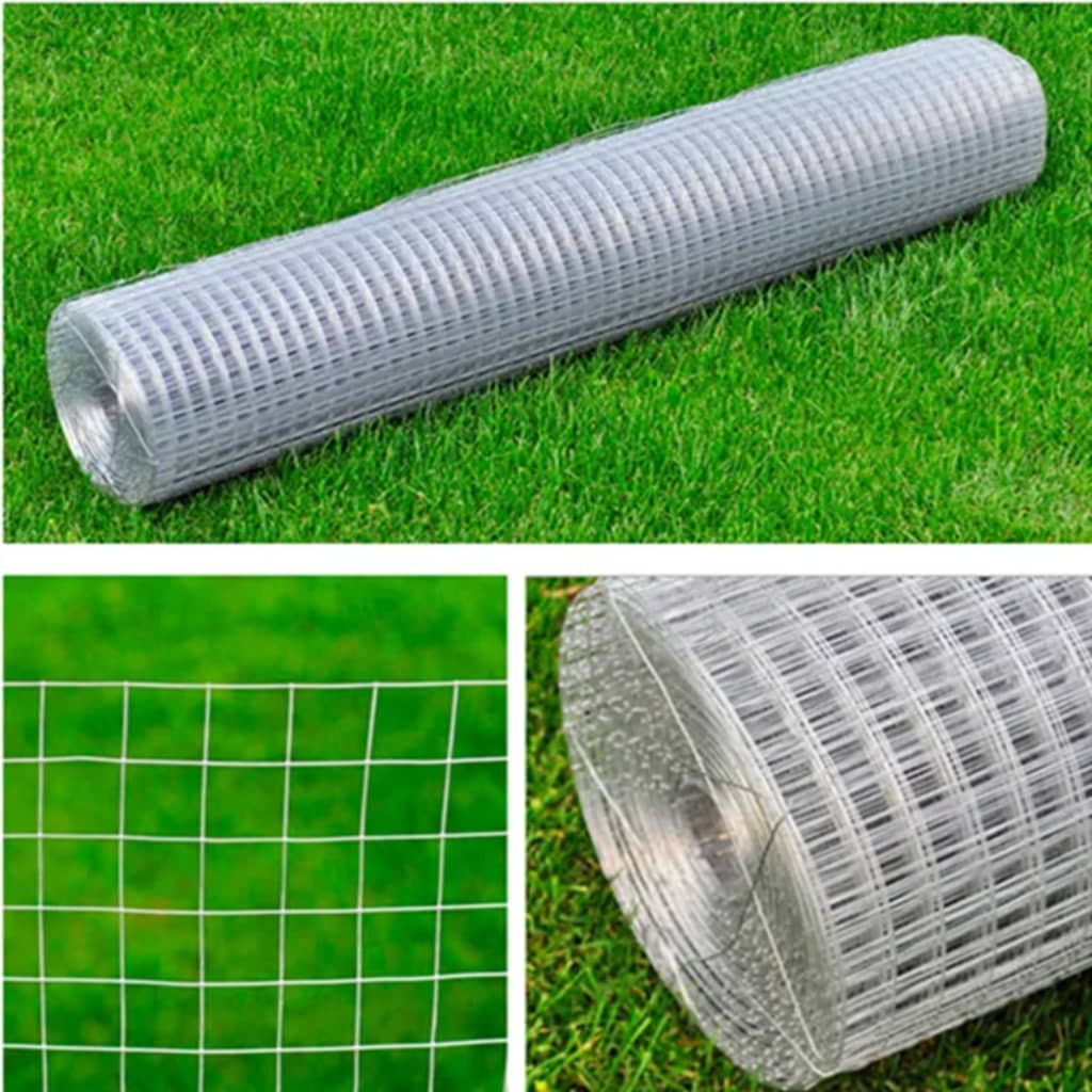 Recinzione in Rete in Acciaio Zincato Quadrata 1x25 m Argento | homemem39
