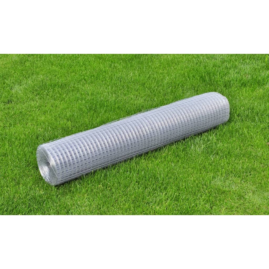 Recinzione in Rete in Acciaio Zincato Quadrata 1x25 m Argento - homemem39