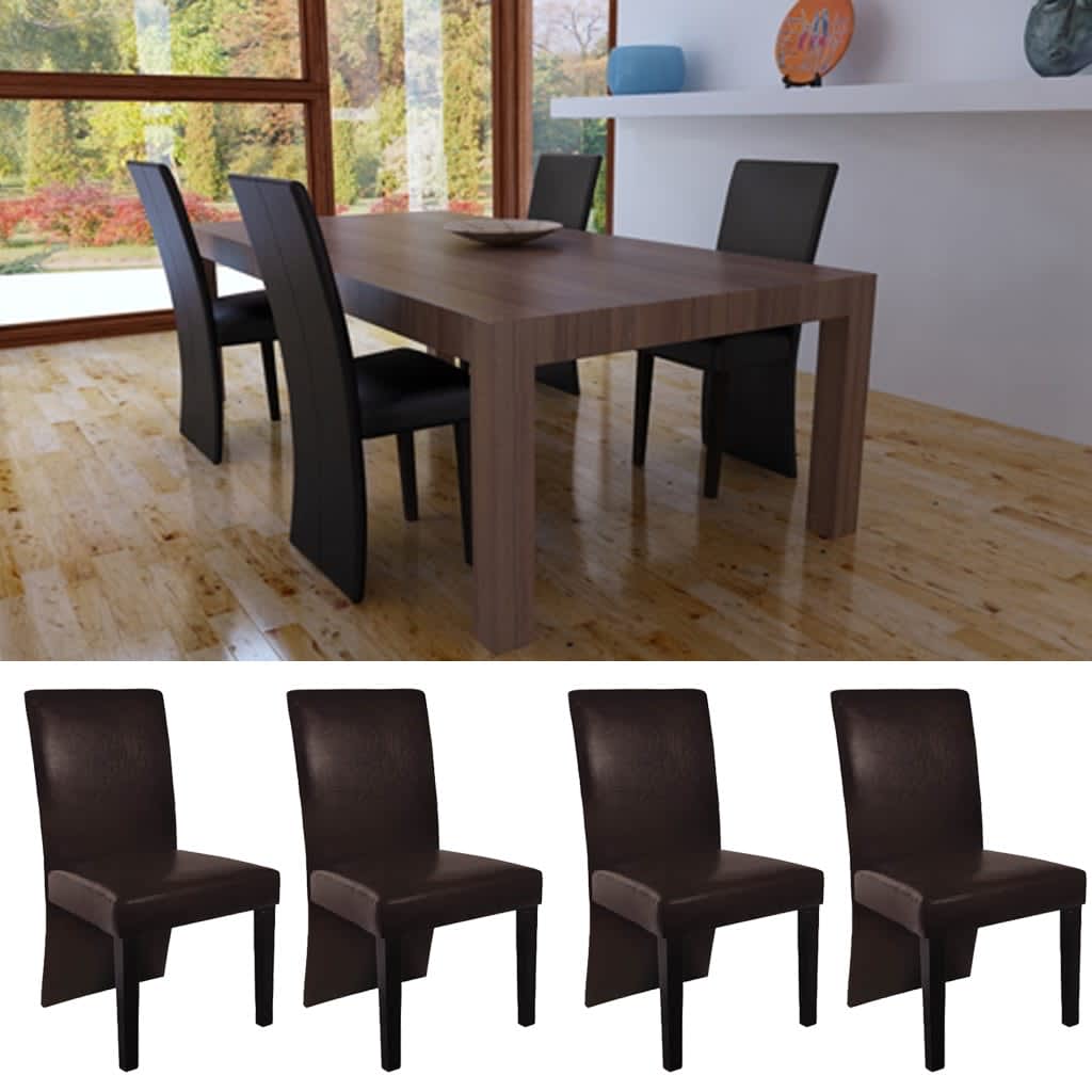 Sedie da Pranzo 4 pz Marrone Scuro in Similpelle - homemem39