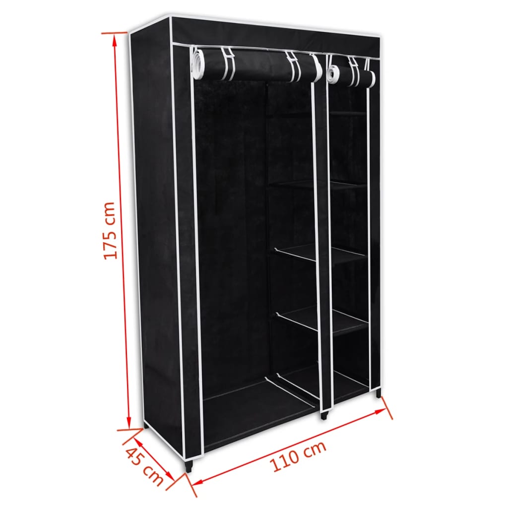 Armadio Guardaroba Pieghevole Nero 110 x 45 x 175 cm - homemem39