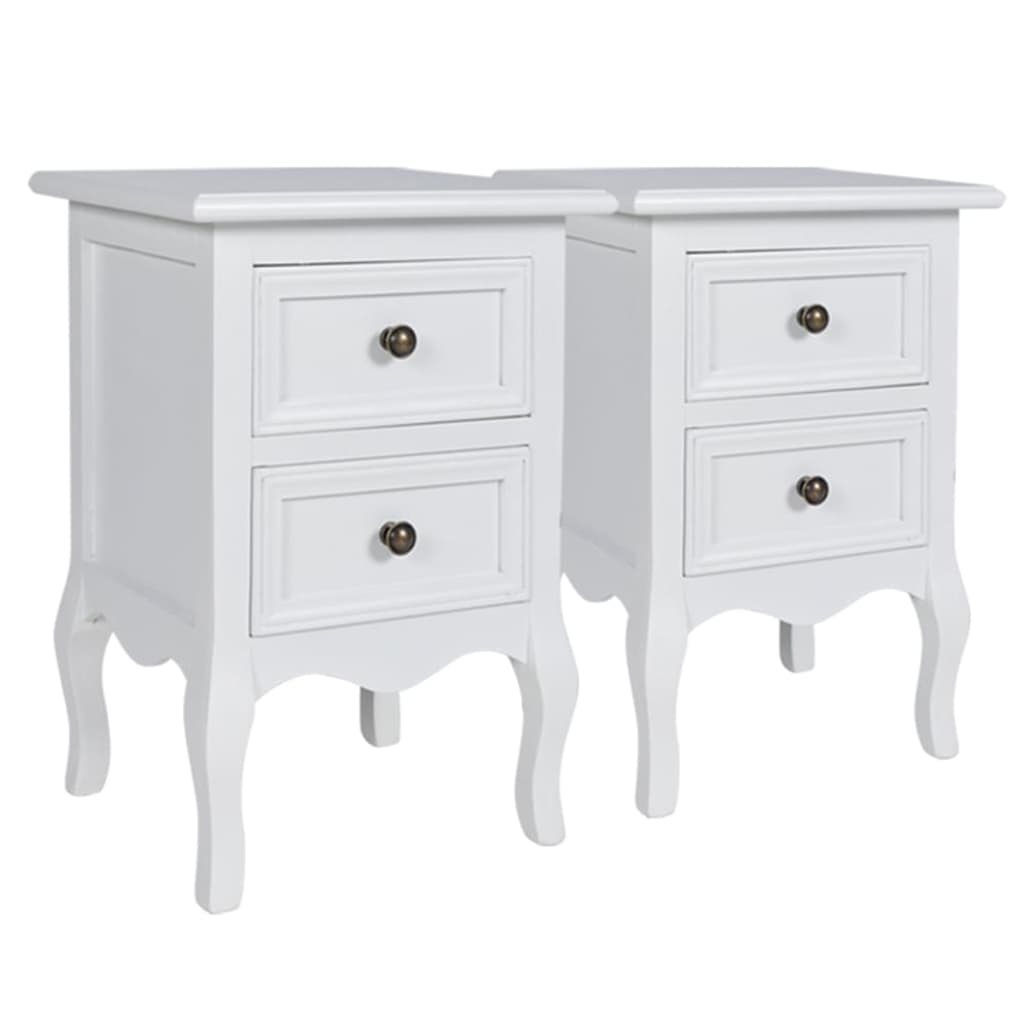 Comodini 2 pz con 2 Cassetti in MDF Bianchi - homemem39