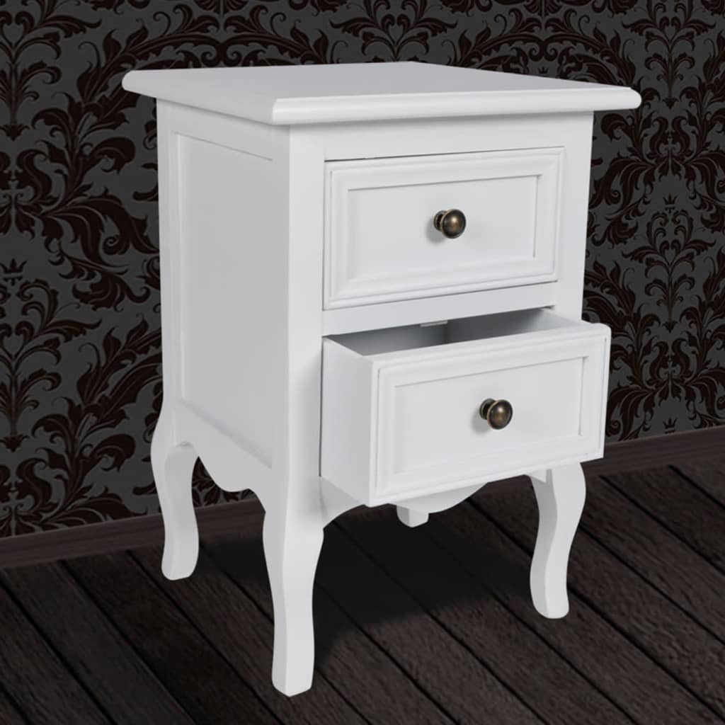 Comodini 2 pz con 2 Cassetti in MDF Bianchi - homemem39
