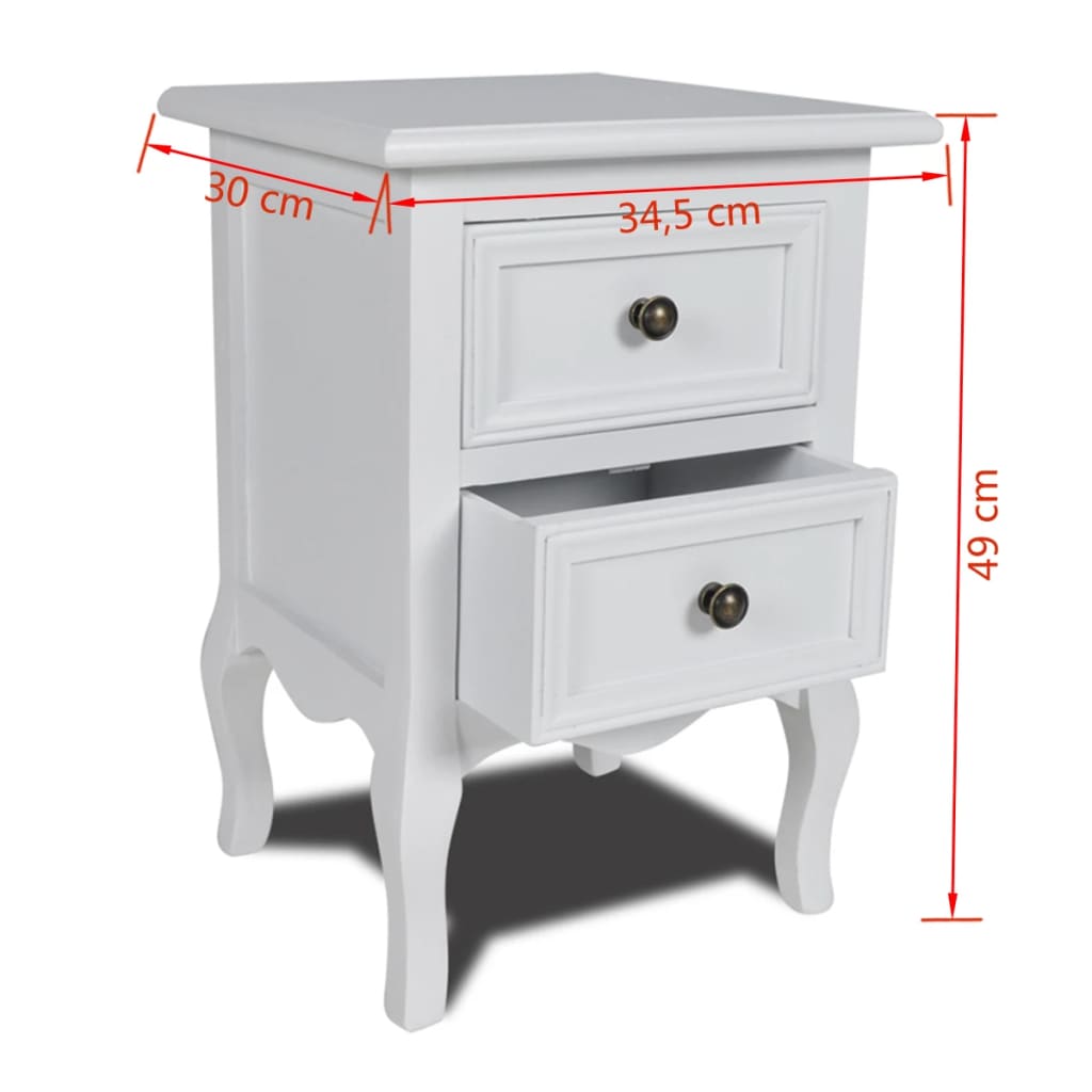 Comodini 2 pz con 2 Cassetti in MDF Bianchi - homemem39