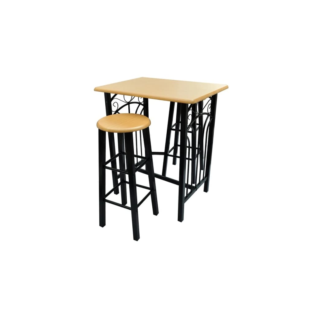 Set Tavolo da Pranzo / Bar e Sedie in Legno e Acciaio Marrone - homemem39