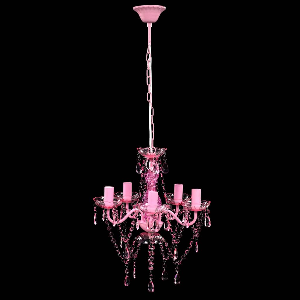 Lampadario in Cristallo 5 Lampadine Rosa - homemem39